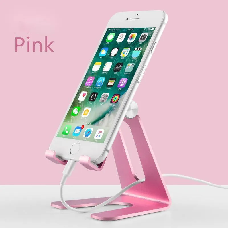 Aluminium alloy desktop stand for mobile phone and tablet in silver colour