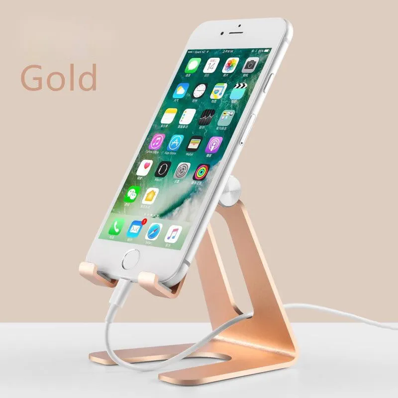Aluminium alloy desktop stand for mobile phone and tablet in silver colour
