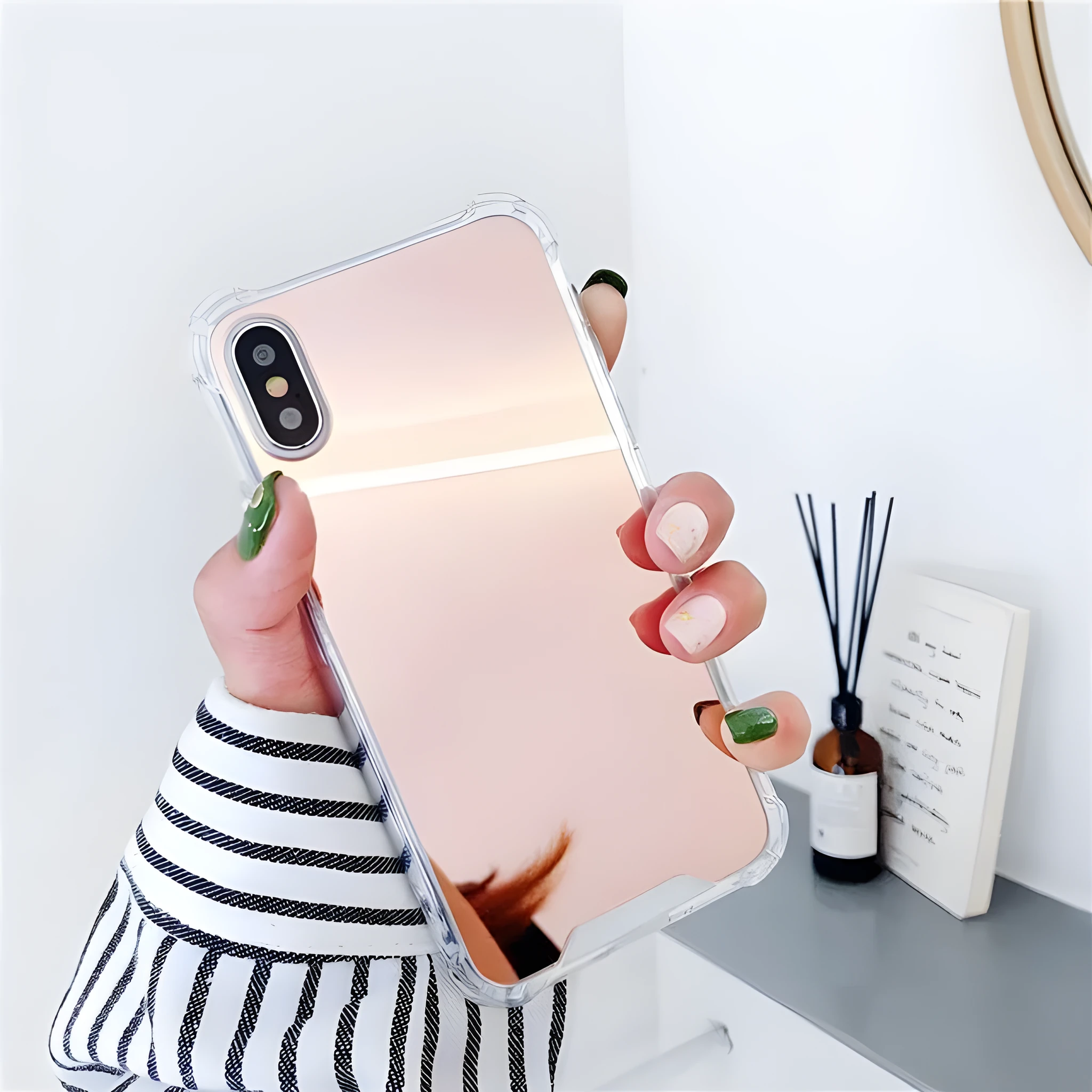Mirror finish TPU phone case for iPhone shown in multiple colour options
