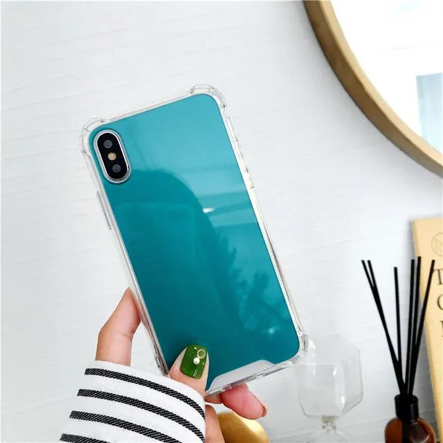 Mirror finish TPU phone case for iPhone shown in multiple colour options