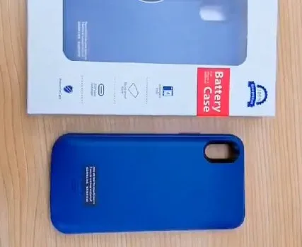 Shockproof silicone iPhone battery charger case in black, blue, pink or white colours