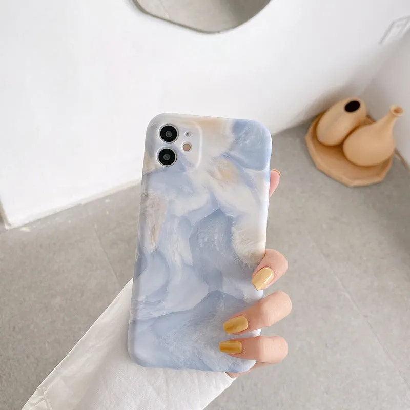Watercolor ink painting TPU mobile phone case for Apple iPhone in Blue Pink colour
