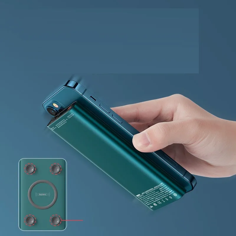 Sucker 22.5W 15W wireless charging power bank with alloy shell, blue colour variant
