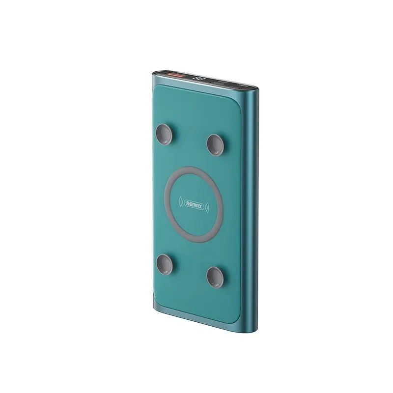 Sucker 22.5W 15W wireless charging power bank with alloy shell, blue colour variant