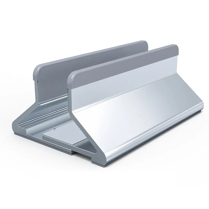 Aviation aluminium alloy computer stand holding a notebook on a desk with three colour options black, space grey, white
