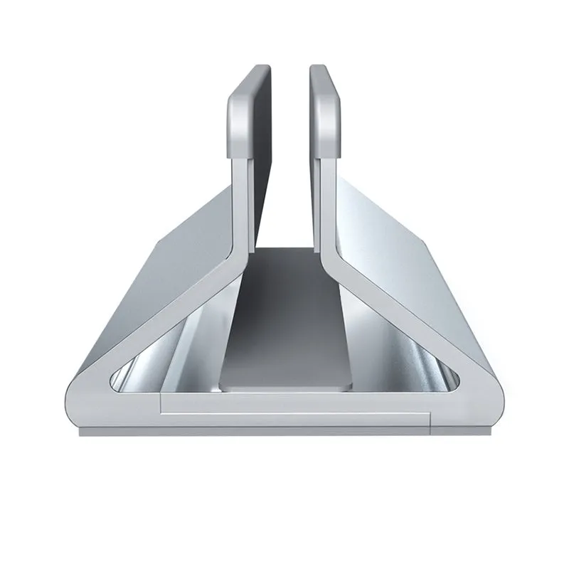 Aviation aluminium alloy computer stand holding a notebook on a desk with three colour options black, space grey, white