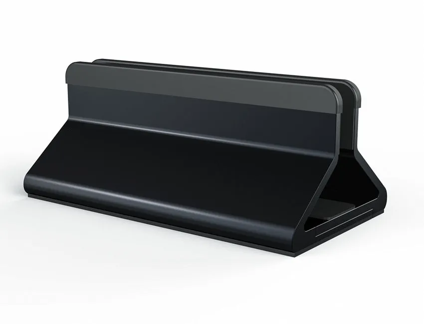 Aviation aluminium alloy computer stand holding a notebook on a desk with three colour options black, space grey, white