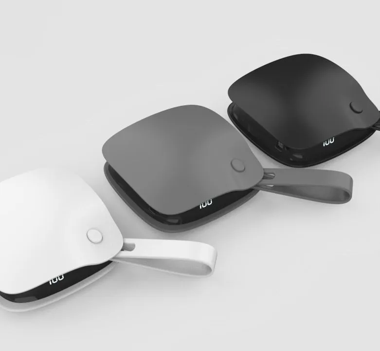 Streamer Mobile Power Hand Warmer in black with double-sided heating and battery display