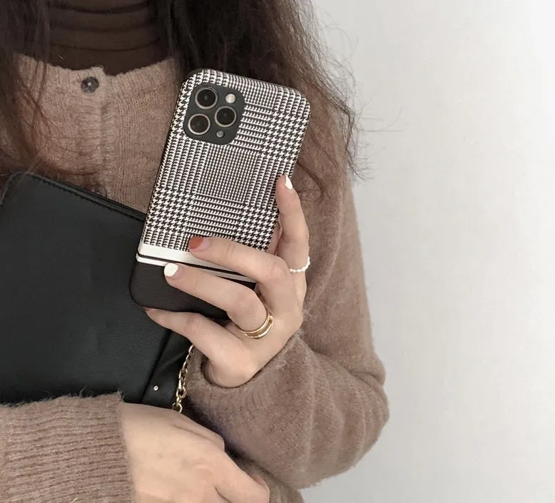 Black houndstooth soft rubber iPhone 11 phone case protective cover