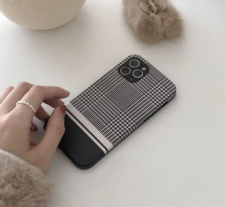 Black houndstooth soft rubber iPhone 11 phone case protective cover