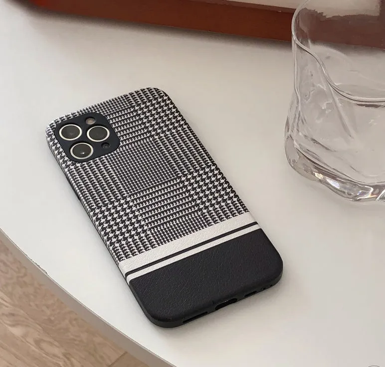 Black houndstooth soft rubber iPhone 11 phone case protective cover