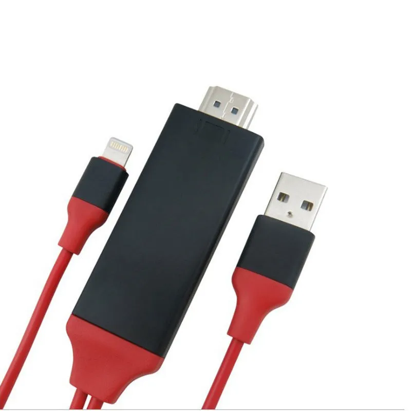 Black Lightning to HDMI cable adapter for iPhone 5 to 11 Pro Max with reversible plug