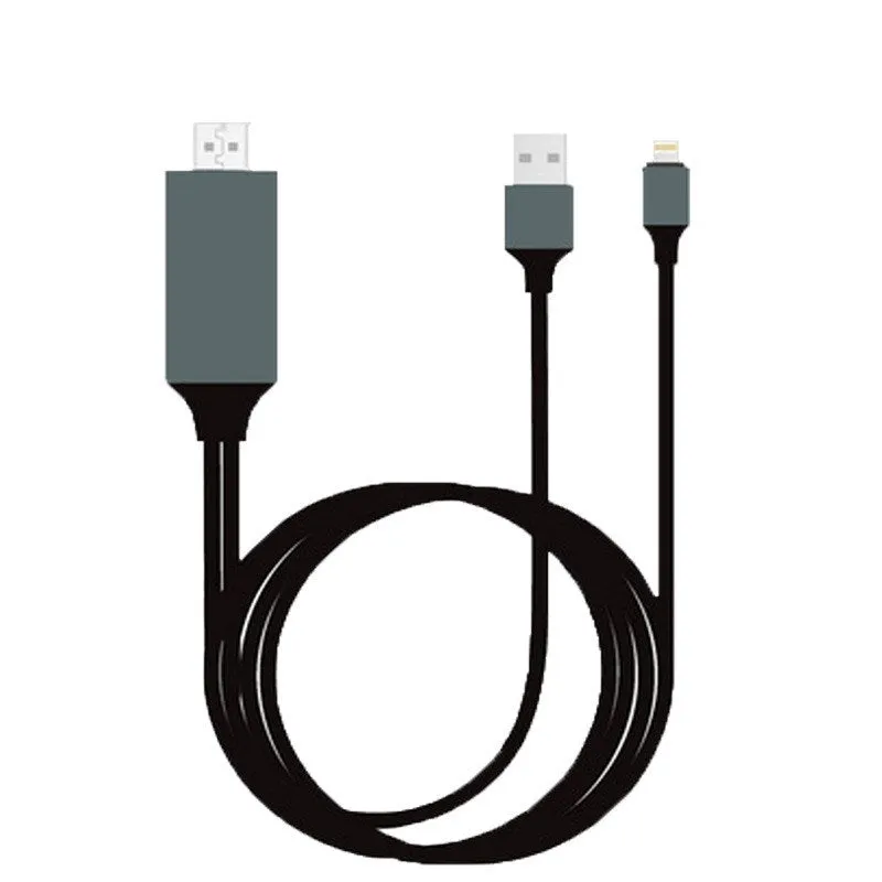 Black Lightning to HDMI cable adapter for iPhone 5 to 11 Pro Max with reversible plug