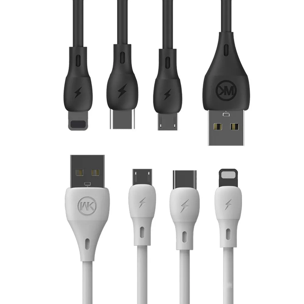 1m fast charging cable USB single-head in black on white background