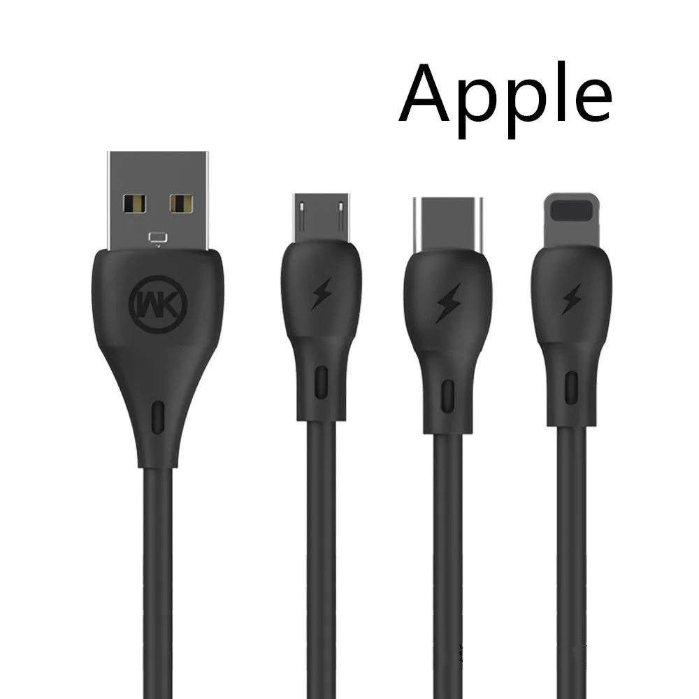 1m fast charging cable USB single-head in black on white background