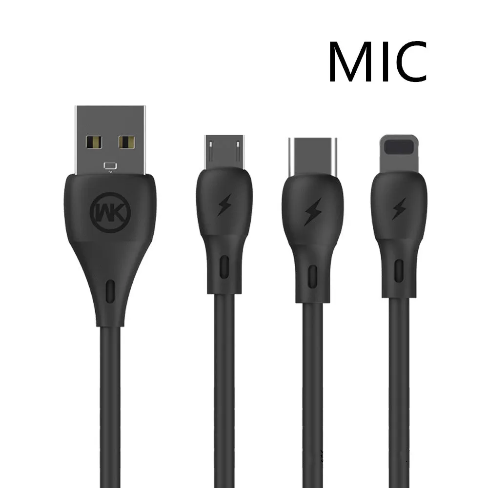 1m fast charging cable USB single-head in black on white background