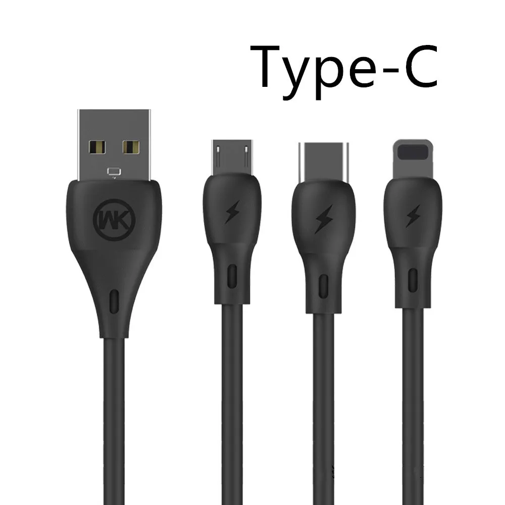 1m fast charging cable USB single-head in black on white background