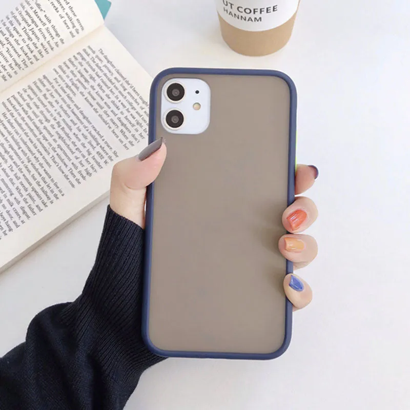 Frosted silicone phone case in black fitted onto an iPhone, with soft matte texture and slim profile
