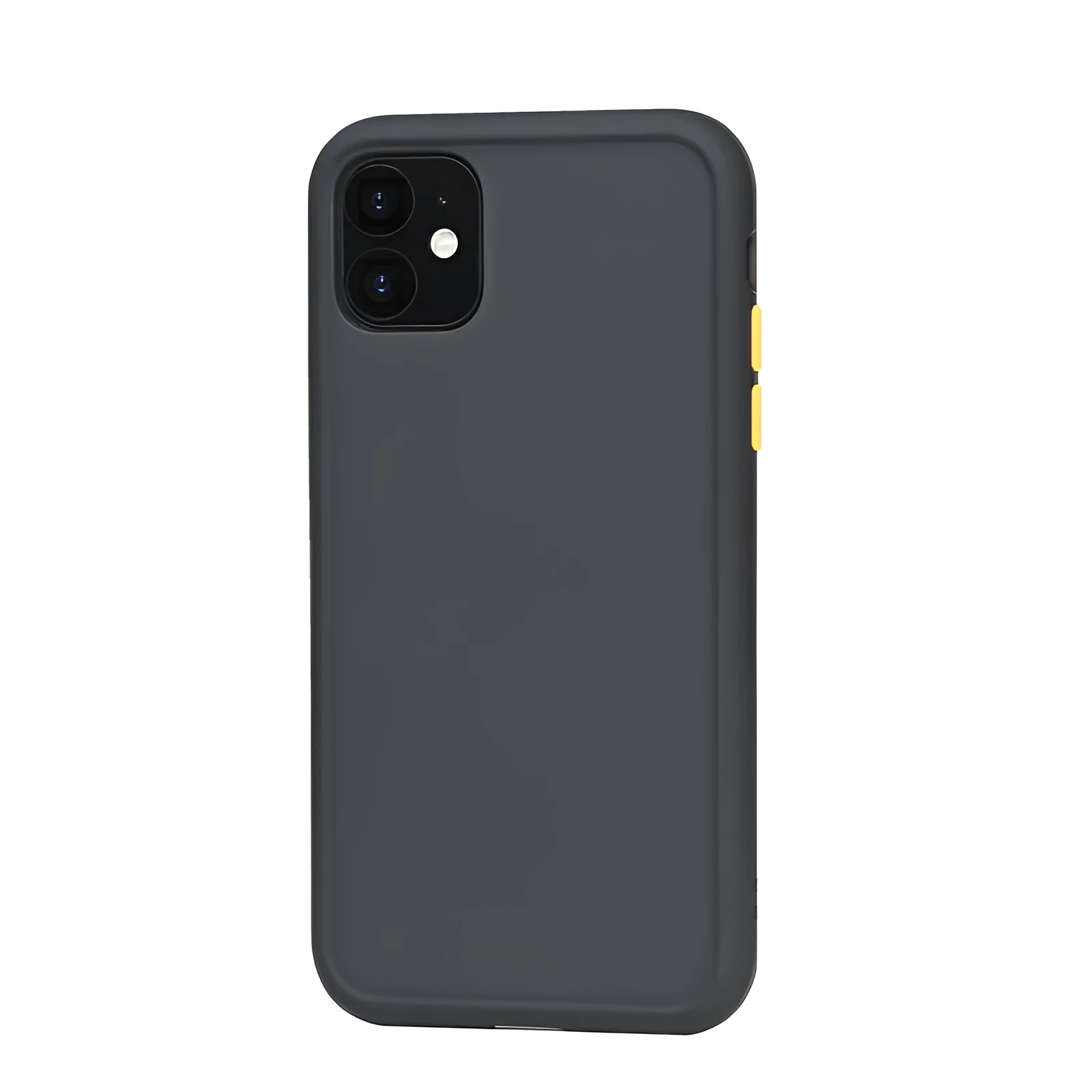 Frosted silicone phone case in black fitted onto an iPhone, with soft matte texture and slim profile