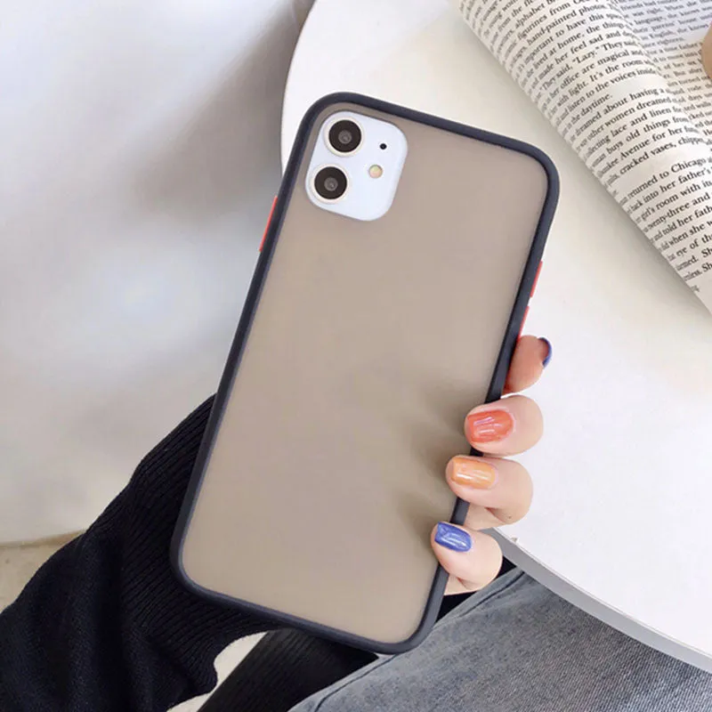 Frosted silicone phone case in black fitted onto an iPhone, with soft matte texture and slim profile