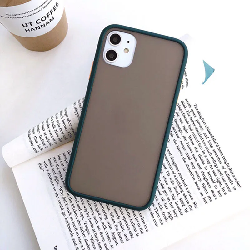 Frosted silicone phone case in black fitted onto an iPhone, with soft matte texture and slim profile