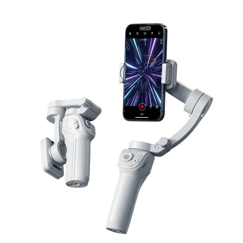 Hand-held three-axis anti-shake stabilizer with AI face tracking and fill light in gray ABS construction