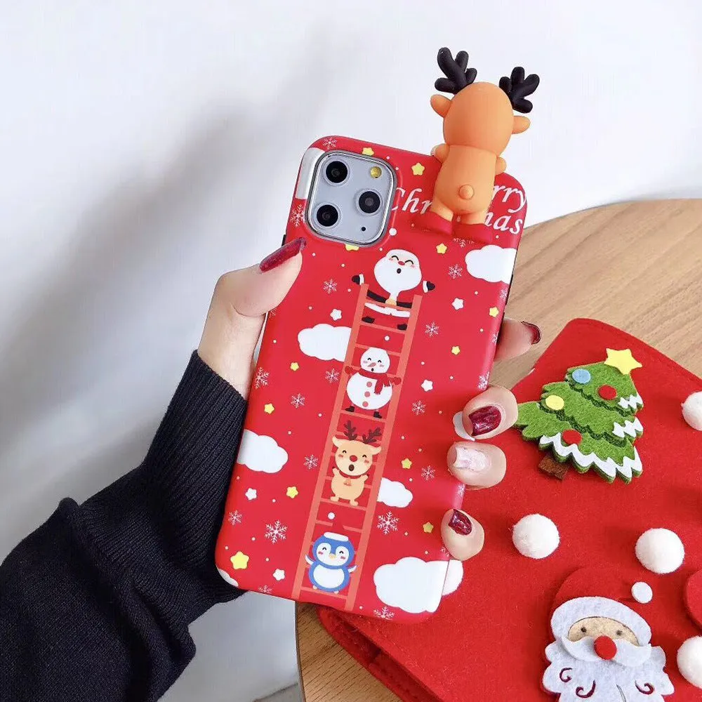 Christmas-themed silicone phone case for iPhone with festive design in four colour options