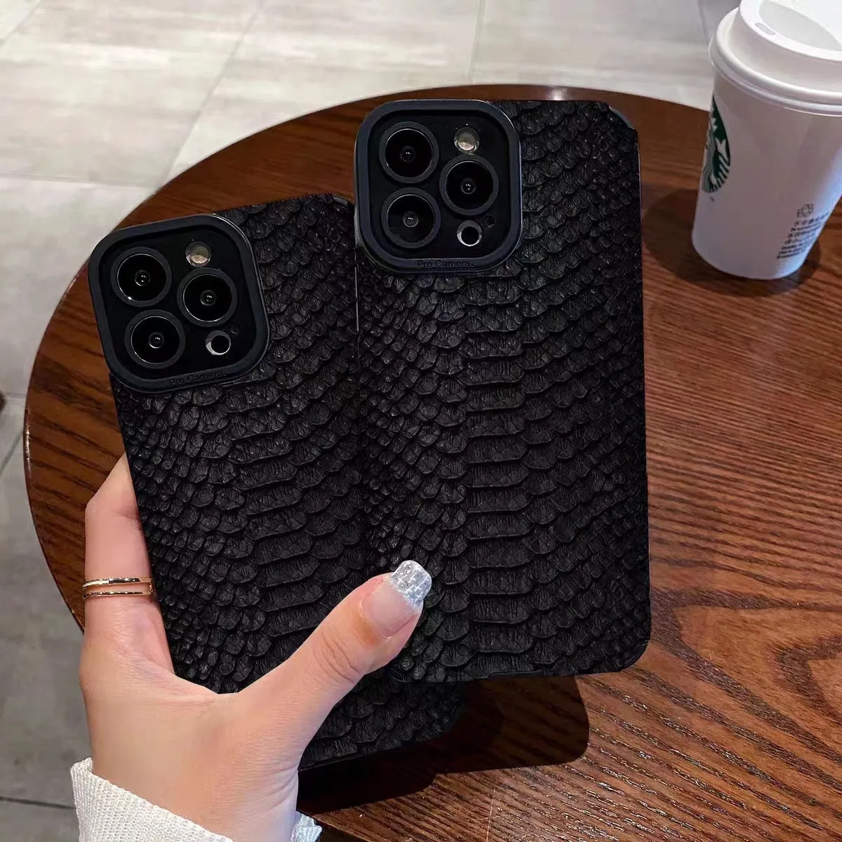 Black scales TPU phone case for iPhone 13 Pro Max with three-dimensional relief pattern