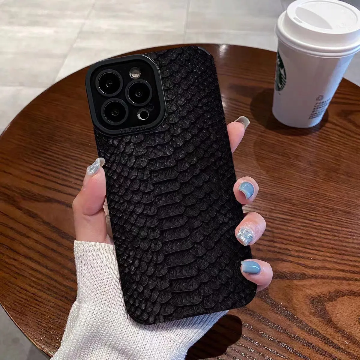Black scales TPU phone case for iPhone 13 Pro Max with three-dimensional relief pattern