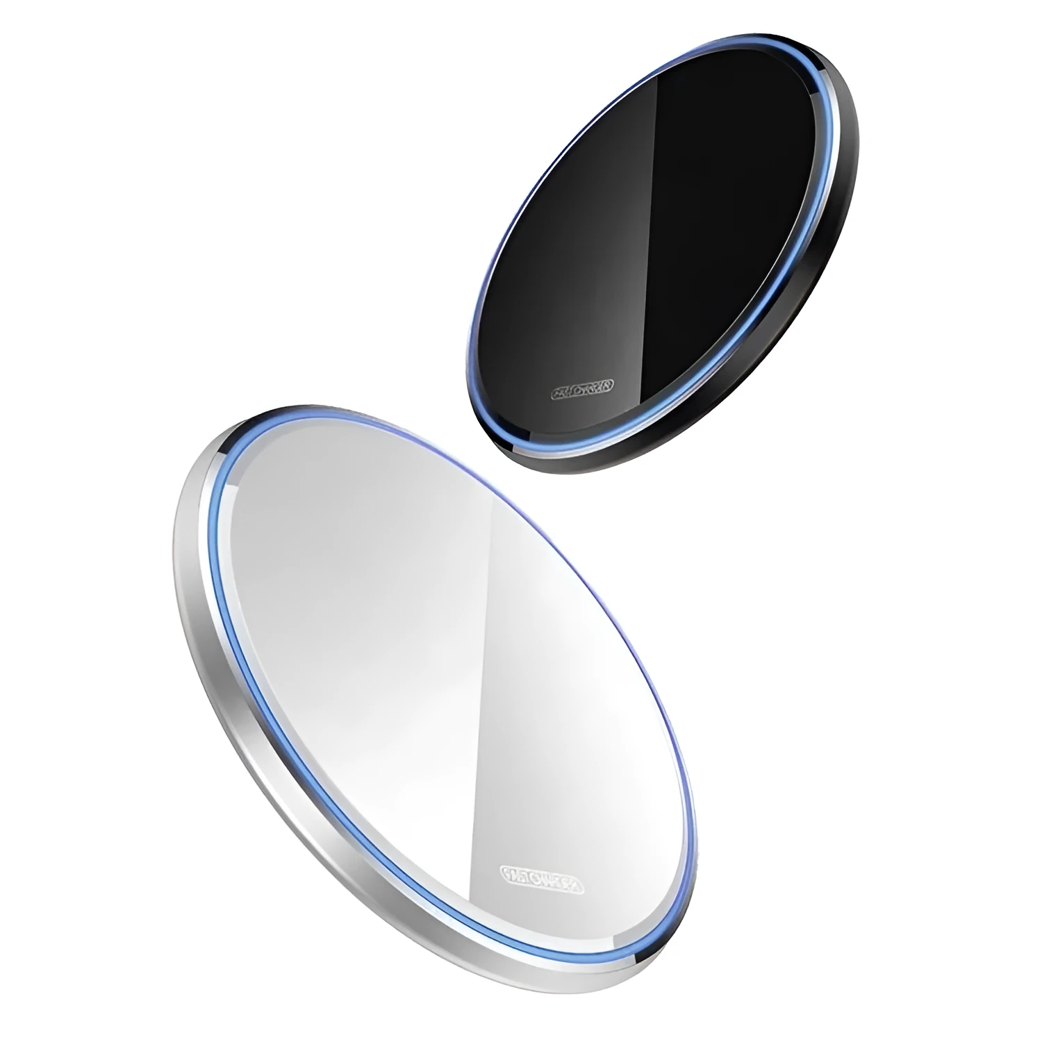 VIKEFON mirror white 15W Qi wireless charger pad with Type-C cable on desk