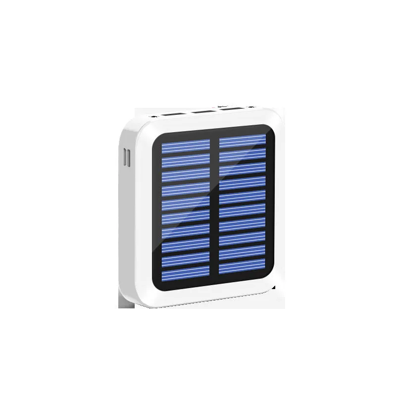 Small portable solar power bank in plastic case, 80x80x28mm, with USB output