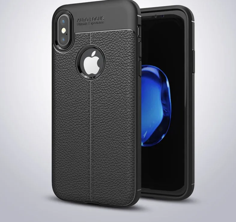 OnePlus 5 5T 6 phone case with PU leather texture and soft silicone back cover showing black colour option