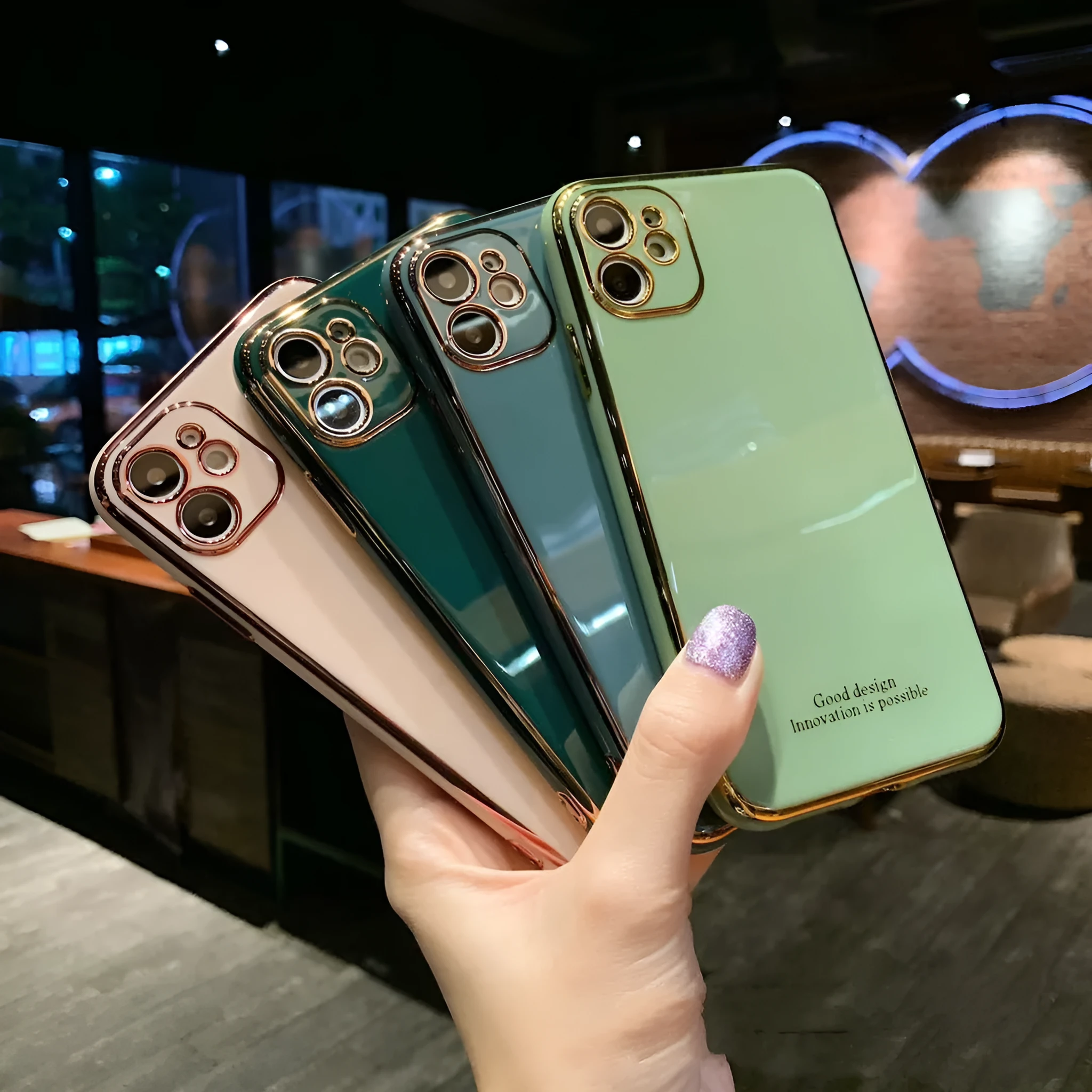 Electroplating silicone soft phone case for iPhone XS Max in solid pink colour