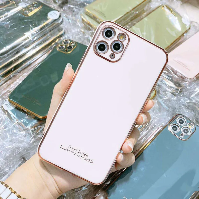 Electroplating silicone soft phone case for iPhone XS Max in solid pink colour