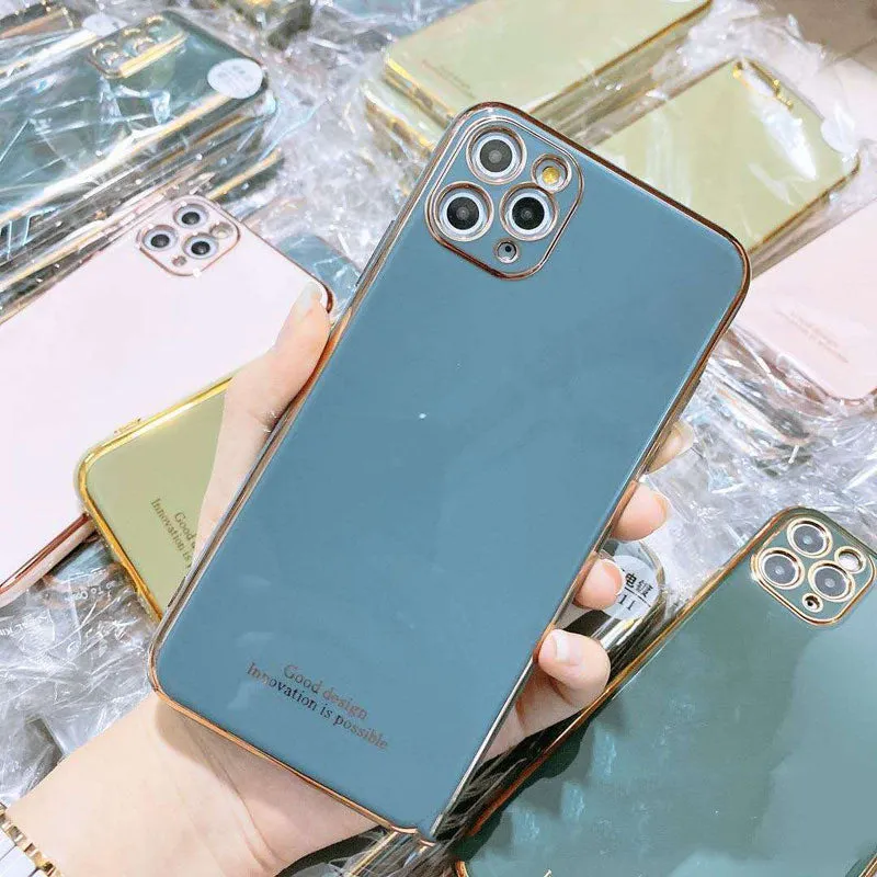 Electroplating silicone soft phone case for iPhone XS Max in solid pink colour