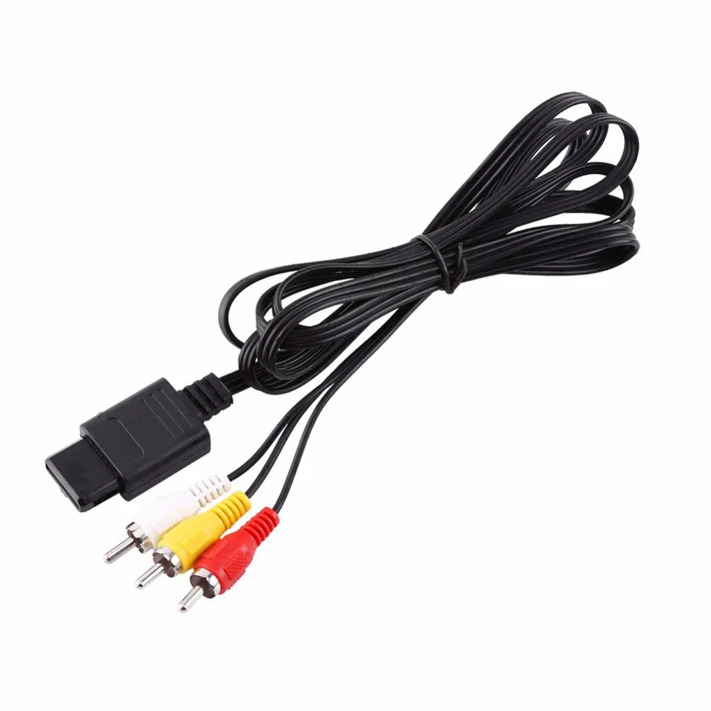 Nintendo 64 AV composite cable 1.8m with red white yellow colour-coded connectors for N64 console TV connection