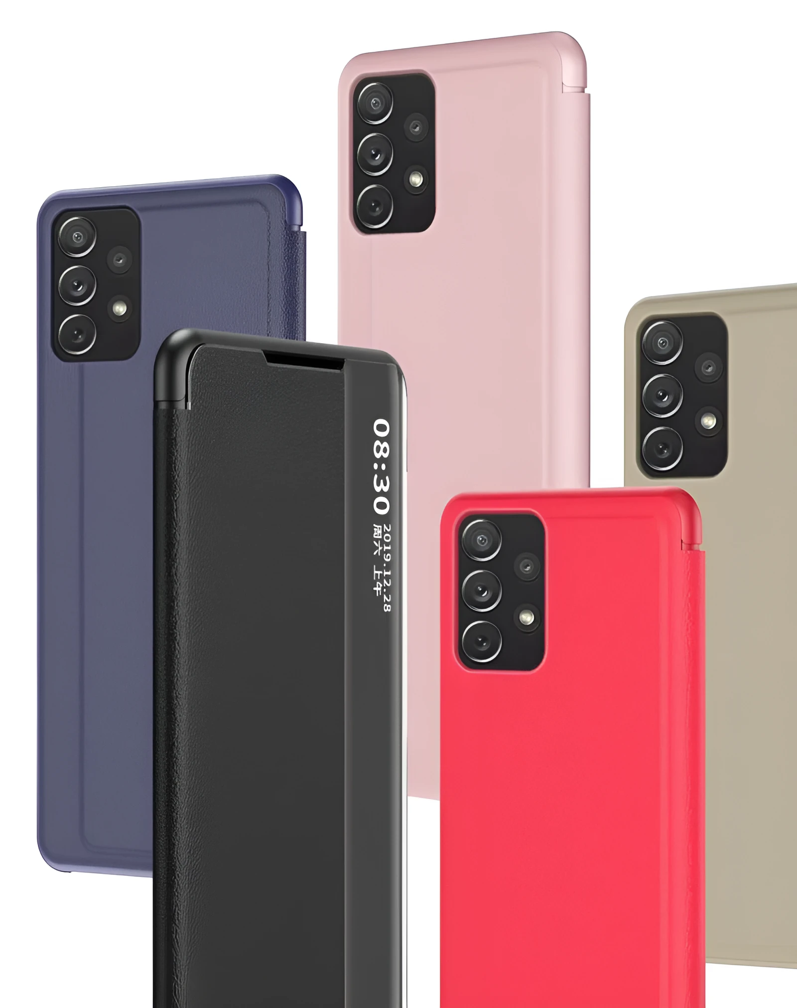 Samsung Galaxy A32 5G flip leather phone case in black with window view and shockproof cover