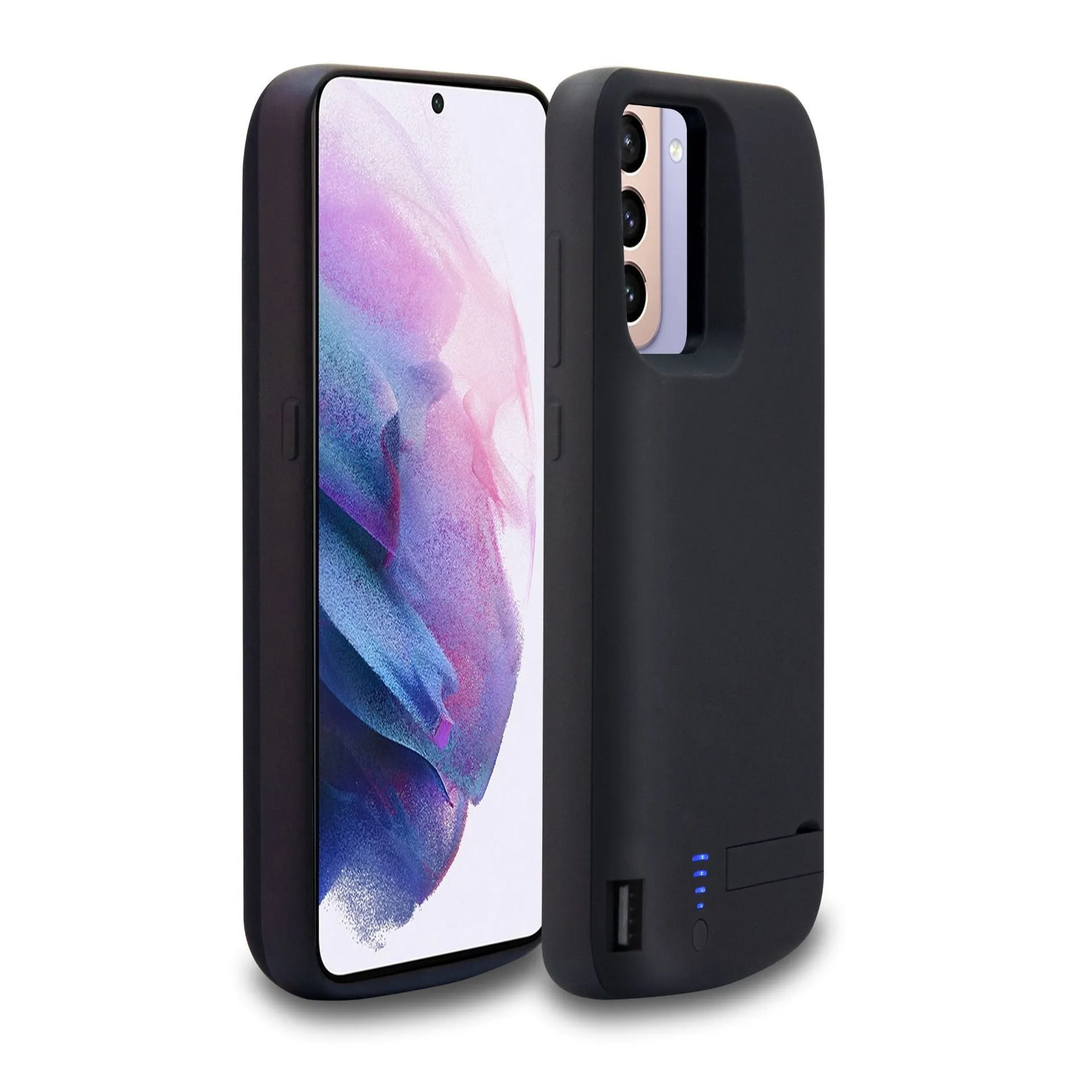 Large capacity phone case wireless power bank matte black with multi-port USB output for Samsung and other phones