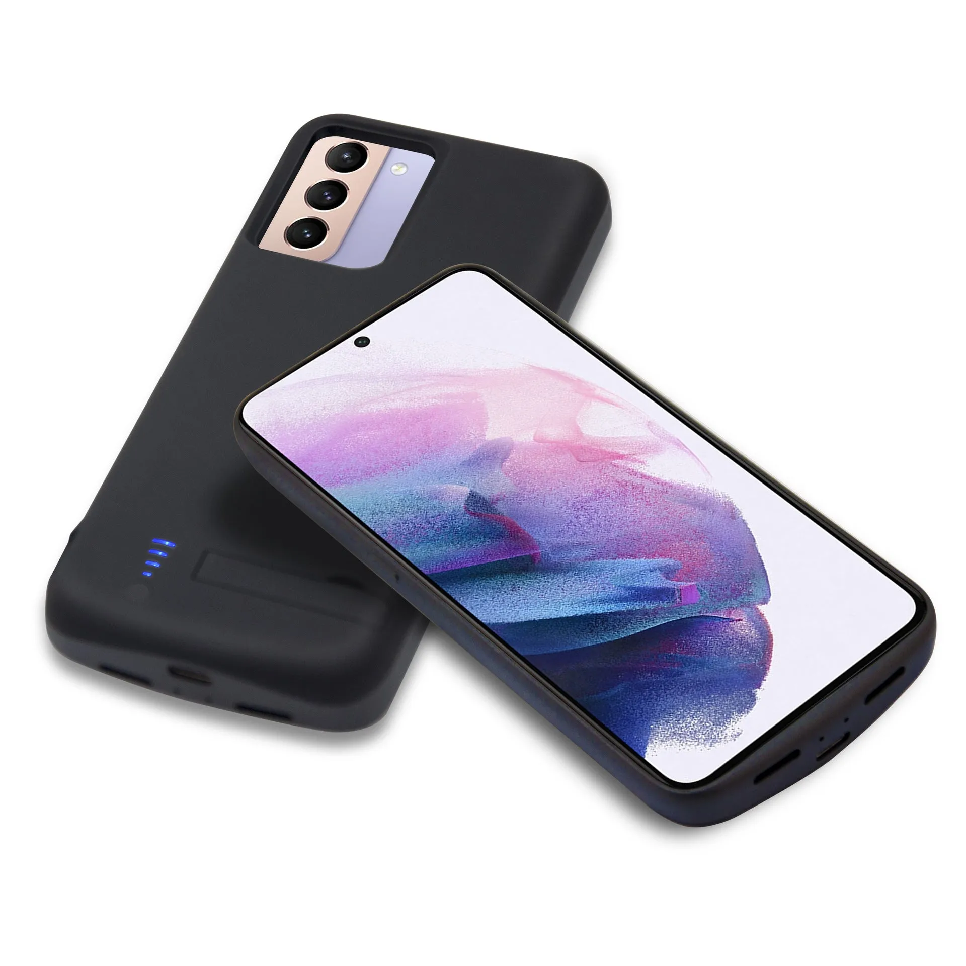 Large capacity phone case wireless power bank matte black with multi-port USB output for Samsung and other phones