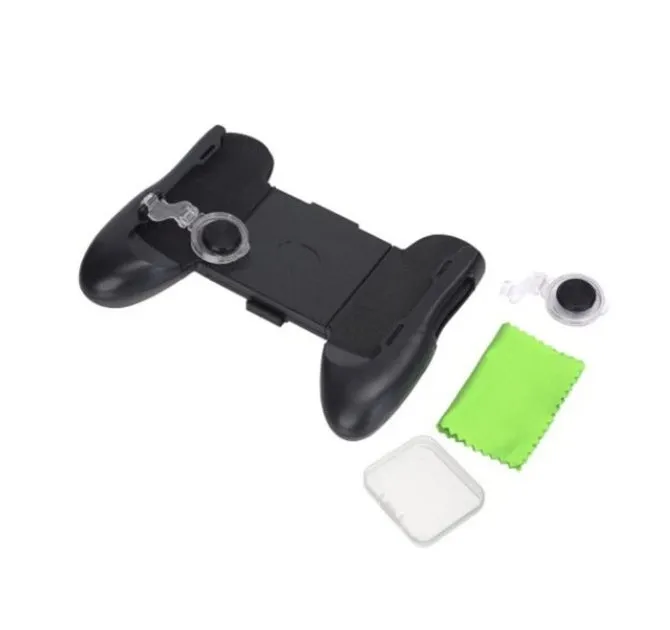 Black ABS three-in-one foldable game handle stretched to hold a mobile phone, with adjustable rear bracket and 270-degree suction cup