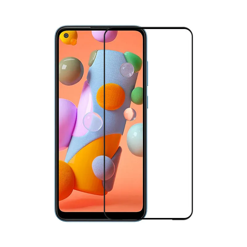 Samsung A11 full screen tempered glass protector with 2.5D arc edge and 9H hardness