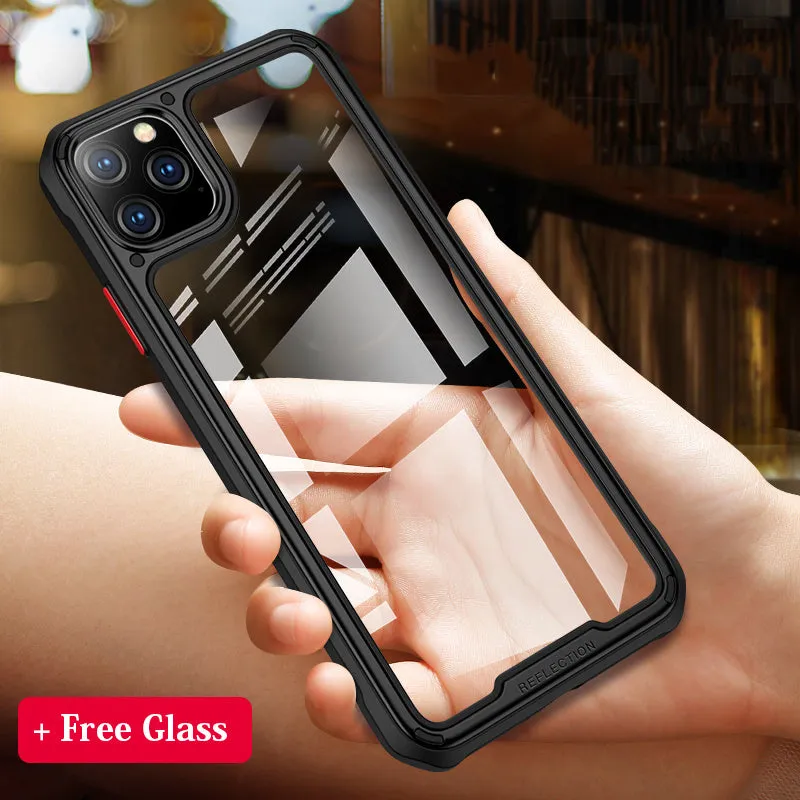 Transparent silicone phone case for iPhone 11 in business style with PU and TPU materials