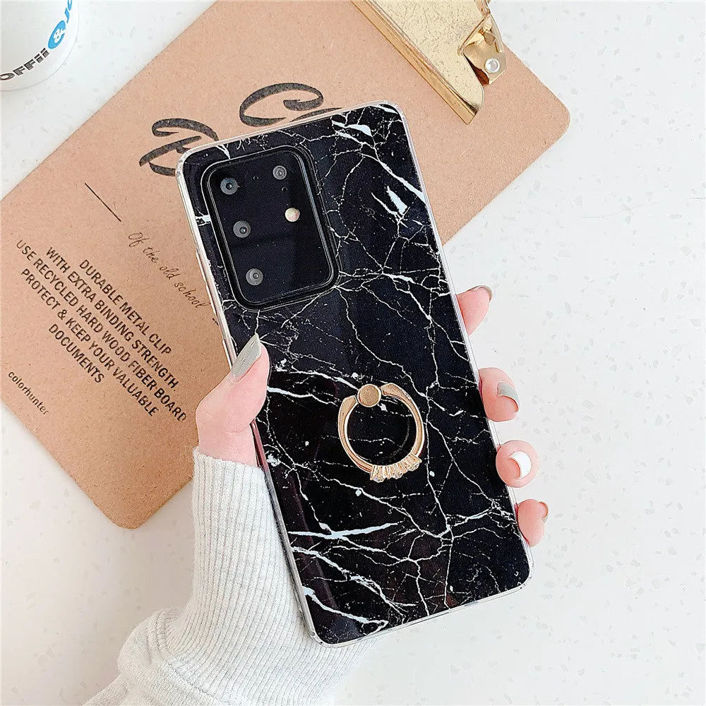 Marble phone case for Samsung S10 TPU back cover in white gold diagonal stitch colour style