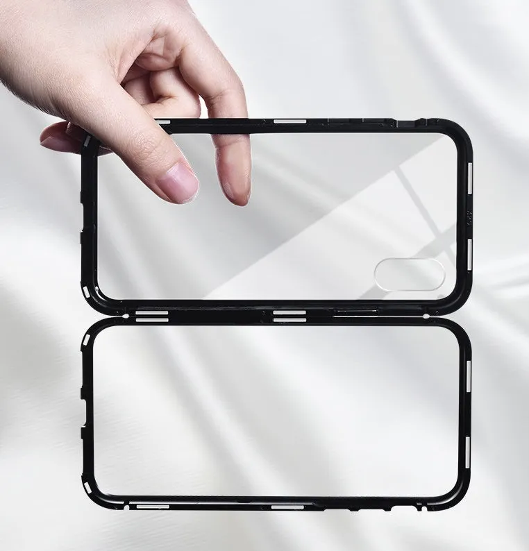 PC metal edge phone case for iPhone Samsung back cover in black transparent option