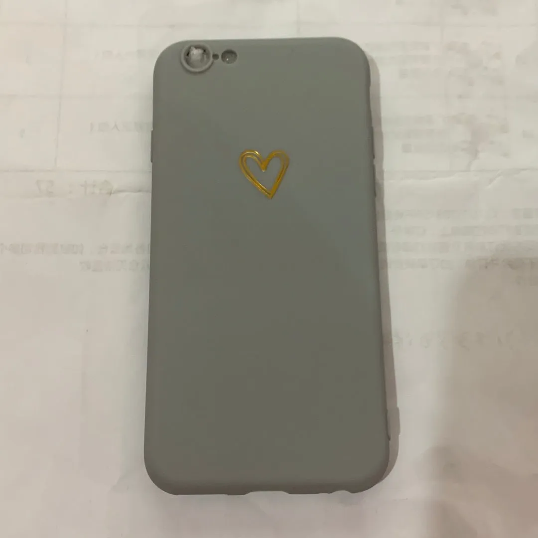 TPU matte feel silicone iPhone case with hand-painted love design, bronzing process, and lanyard holes, in blue colour