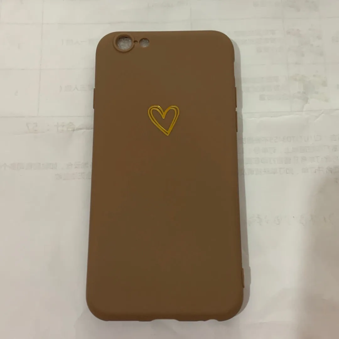 TPU matte feel silicone iPhone case with hand-painted love design, bronzing process, and lanyard holes, in blue colour