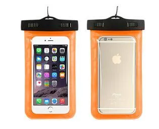 Waterproof phone pouch with transparent touch screen and adjustable lanyard for 30 metre depth protection