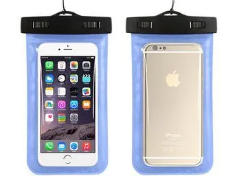 Waterproof phone pouch with transparent touch screen and adjustable lanyard for 30 metre depth protection