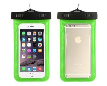 Waterproof phone pouch with transparent touch screen and adjustable lanyard for 30 metre depth protection