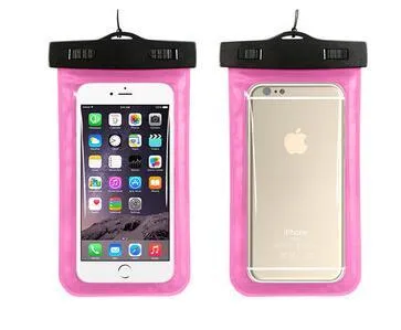 Waterproof phone pouch with transparent touch screen and adjustable lanyard for 30 metre depth protection